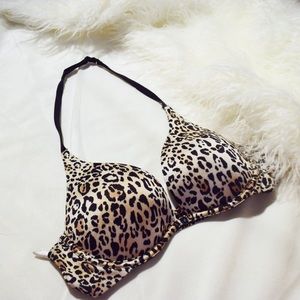 VS Cheetah Plunge Halter Push-up Bra- 34B